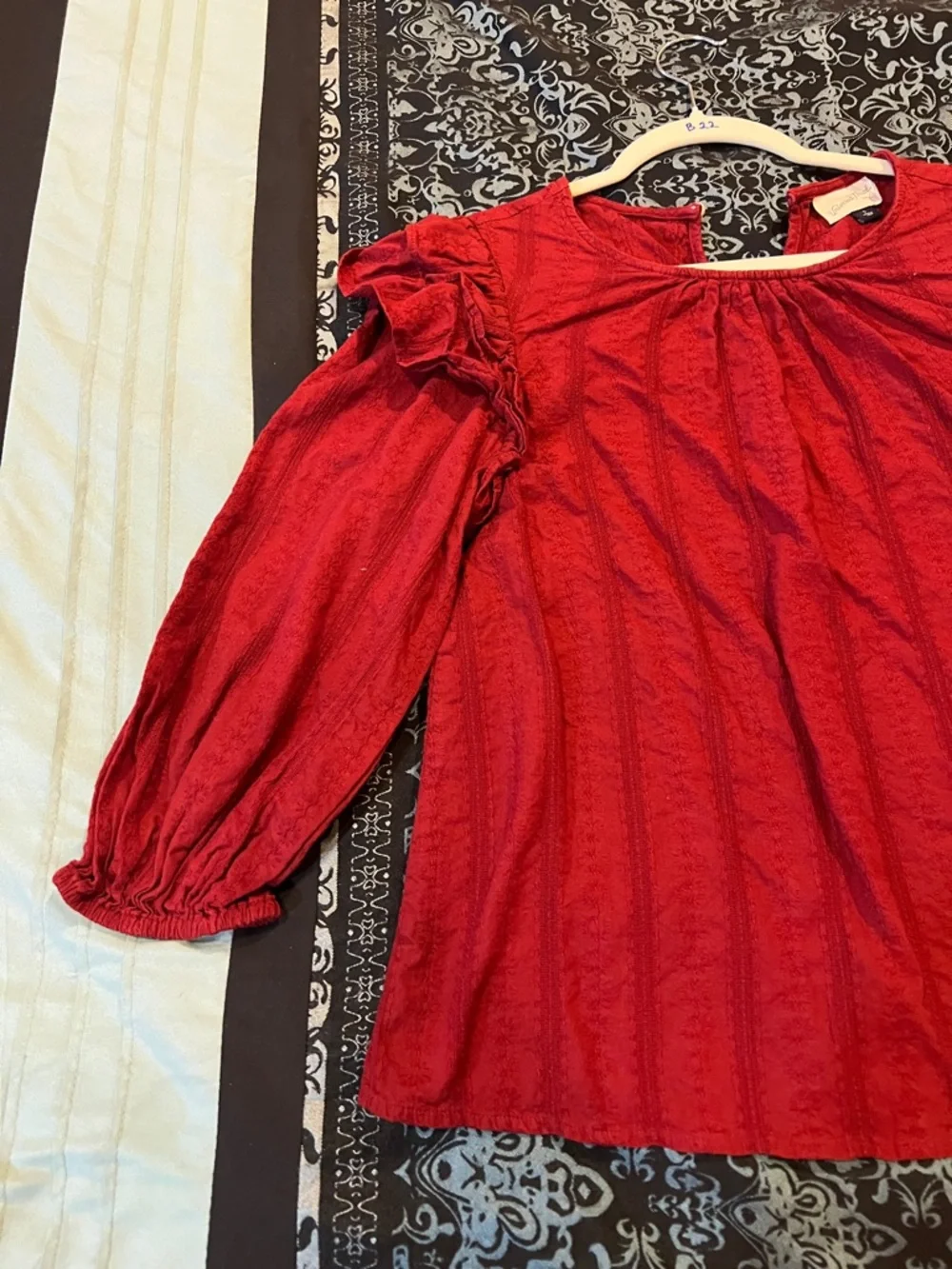 Universal Thread Red Ruffle Sleeve Blouse - Picture 3 of 10